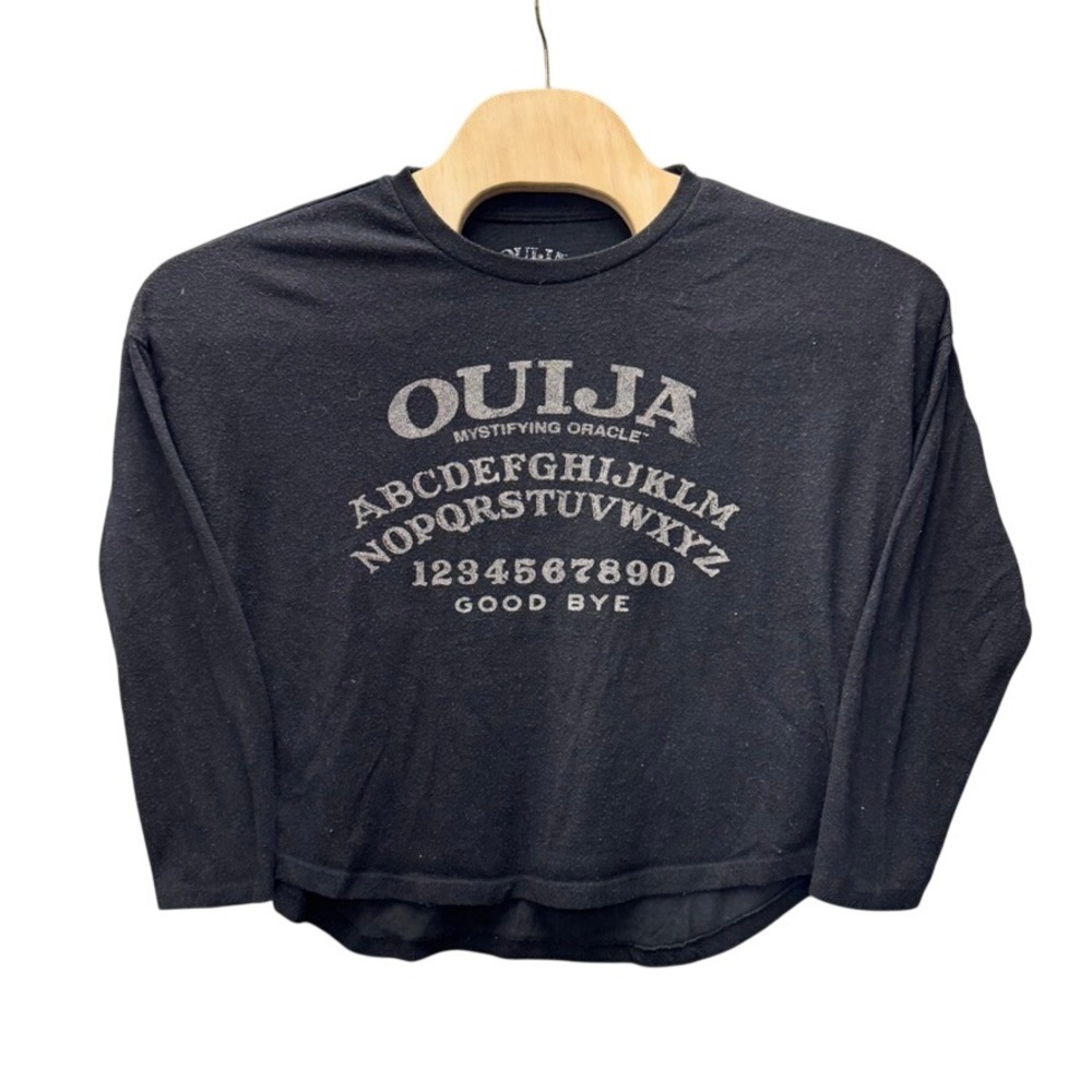 Ouija Board Mystifying Oracle Graphic Long Sleeve Shirt Black Medium Cropped
